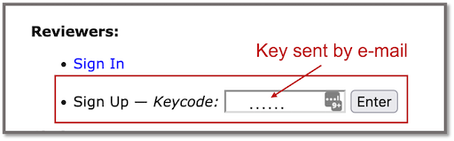 OpenConf Reviewer Sign up Keycode