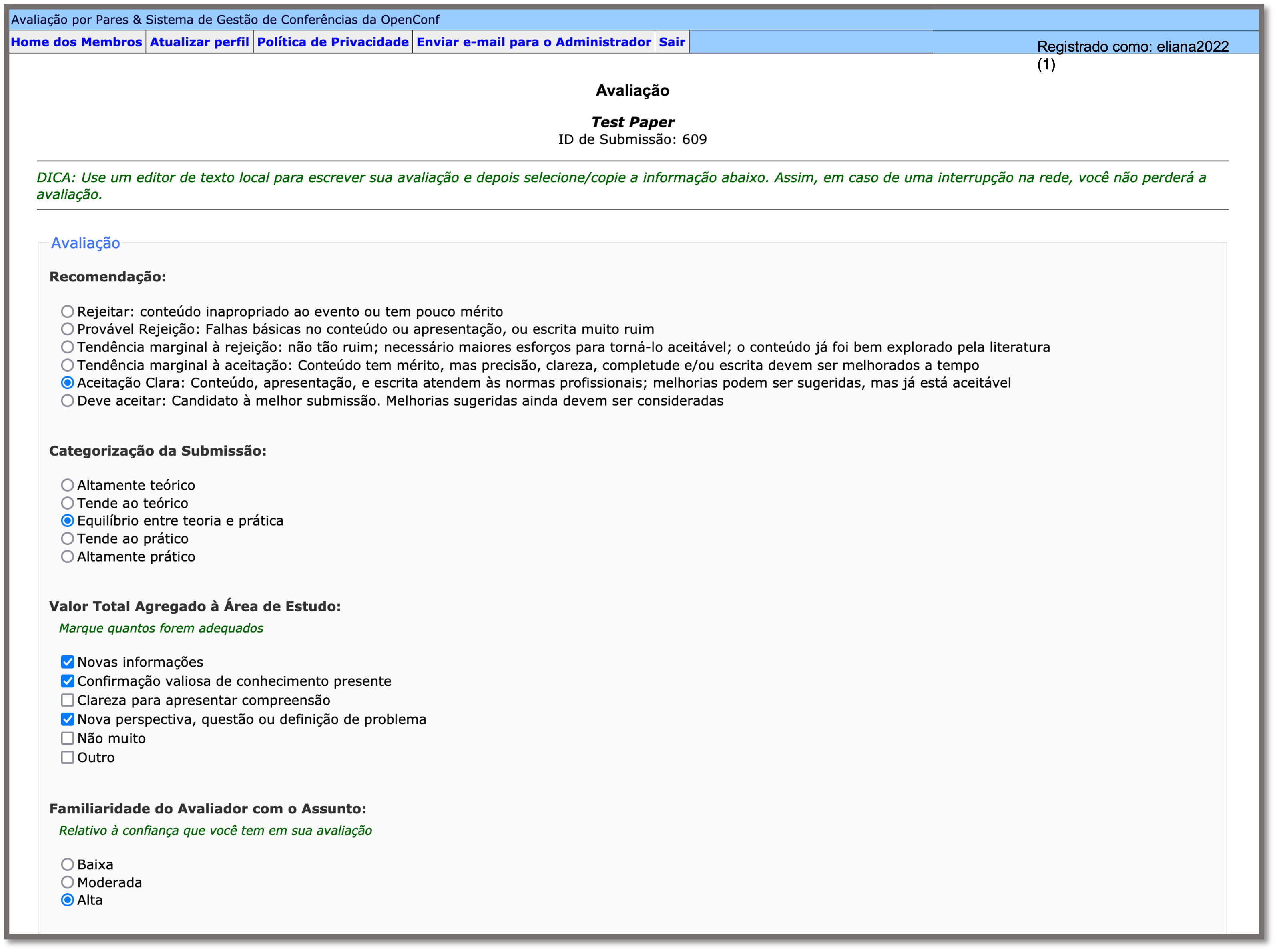 OpenConf Submission to Review 1 Screen