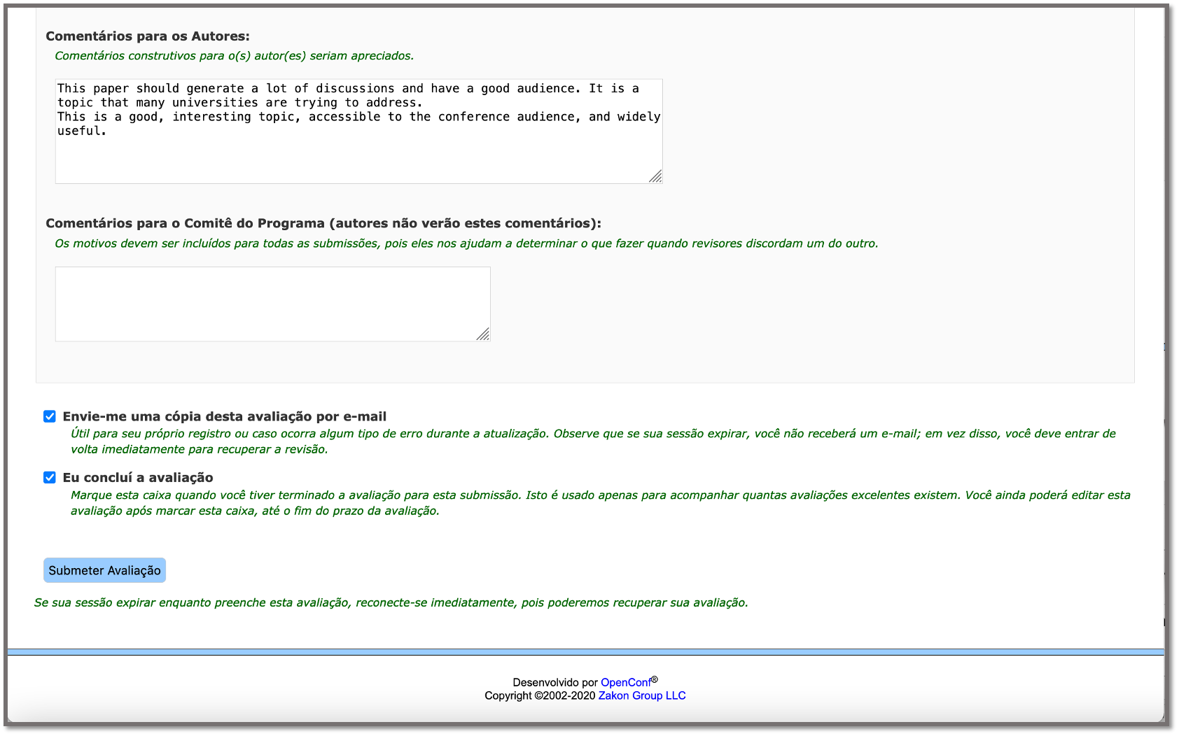 OpenConf Submission to Review 3 Screen