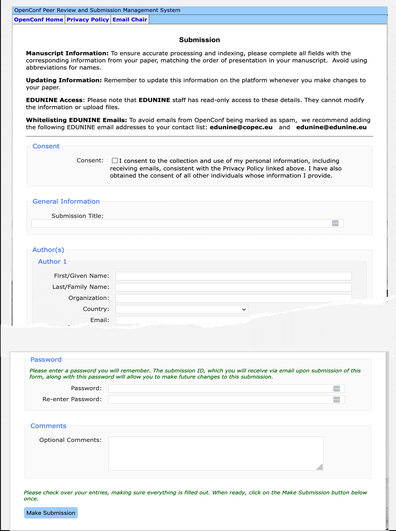 OpenConf Submission Form