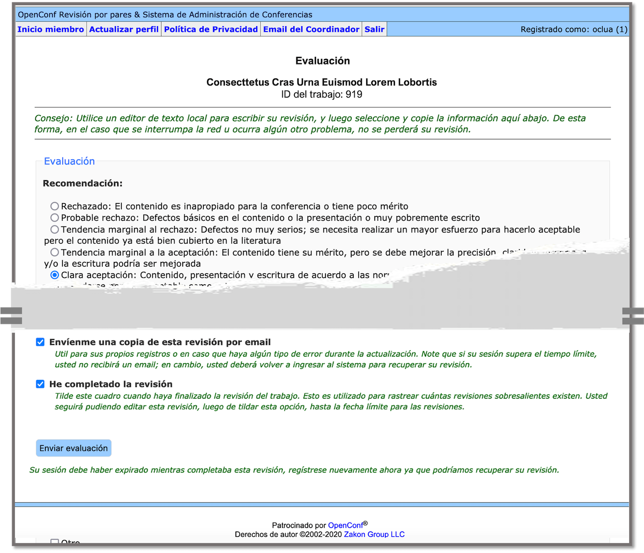 OpenConf Review Form Overview