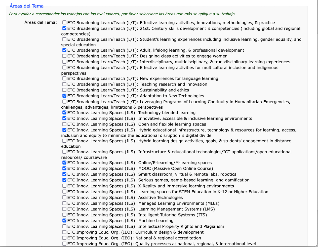 OpenConf Reviewer Topics Form